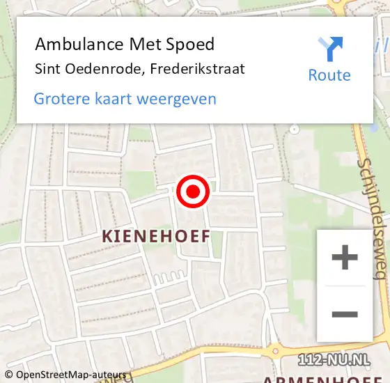 Locatie op kaart van de 112 melding: Ambulance Met Spoed Naar Sint Oedenrode, Frederikstraat op 26 september 2019 06:22