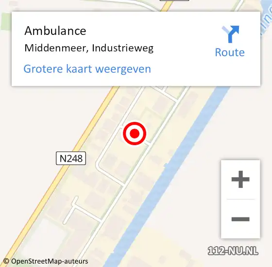 Locatie op kaart van de 112 melding: Ambulance Middenmeer, Industrieweg op 26 september 2019 07:46