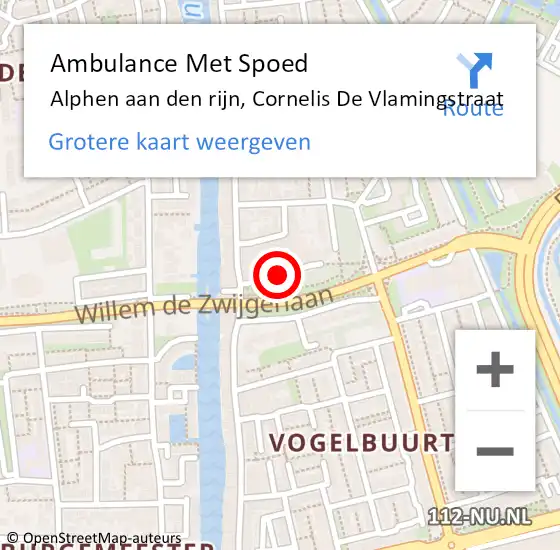 Locatie op kaart van de 112 melding: Ambulance Met Spoed Naar Alphen aan den rijn, Cornelis De Vlamingstraat op 14 april 2014 21:25