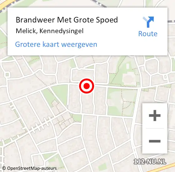 Locatie op kaart van de 112 melding: Brandweer Met Grote Spoed Naar Melick, Kennedysingel op 26 september 2019 08:31