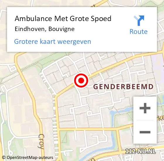 Locatie op kaart van de 112 melding: Ambulance Met Grote Spoed Naar Eindhoven, Bouvigne op 26 september 2019 09:24