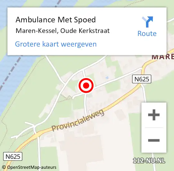 Locatie op kaart van de 112 melding: Ambulance Met Spoed Naar Maren-Kessel, Oude Kerkstraat op 14 april 2014 21:50