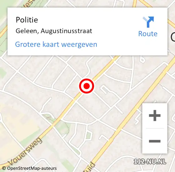 Locatie op kaart van de 112 melding: Politie Geleen, Augustinusstraat op 26 september 2019 11:33