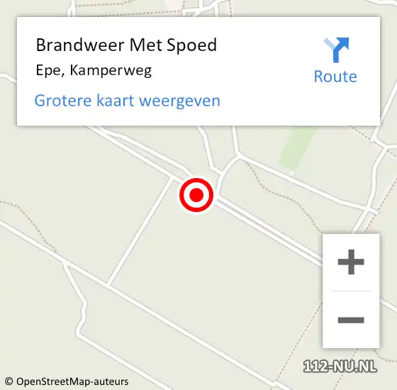 Locatie op kaart van de 112 melding: Brandweer Met Spoed Naar Epe, Kamperweg op 26 september 2019 12:09