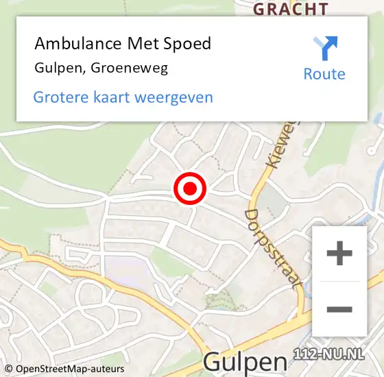 Locatie op kaart van de 112 melding: Ambulance Met Spoed Naar Gulpen, Groeneweg op 14 april 2014 22:23