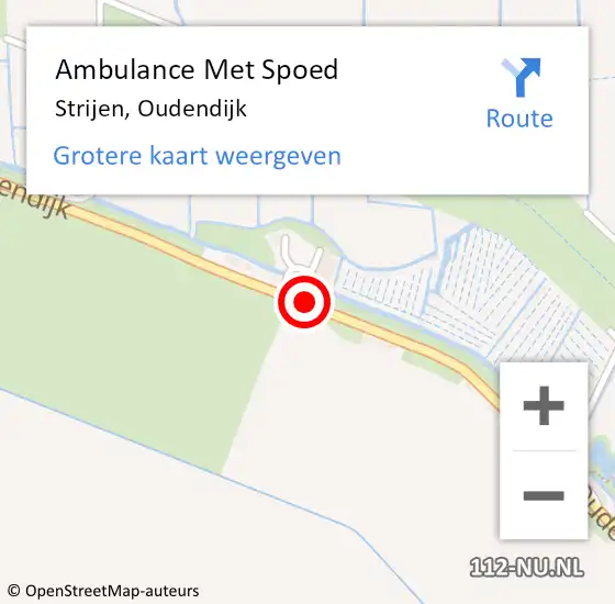 Locatie op kaart van de 112 melding: Ambulance Met Spoed Naar Strijen, Oudendijk op 26 september 2019 13:58
