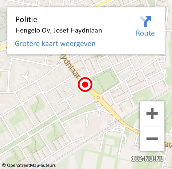 Locatie op kaart van de 112 melding: Politie Hengelo Ov, Josef Haydnlaan op 26 september 2019 14:42