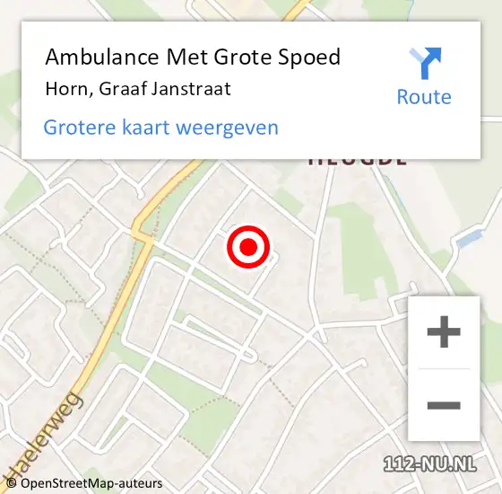 Locatie op kaart van de 112 melding: Ambulance Met Grote Spoed Naar Horn, Graaf Janstraat op 26 september 2019 15:28