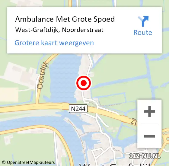 Locatie op kaart van de 112 melding: Ambulance Met Grote Spoed Naar West-Graftdijk, Noorderstraat op 26 september 2019 15:39