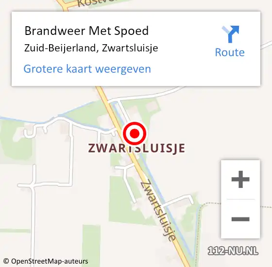 Locatie op kaart van de 112 melding: Brandweer Met Spoed Naar Zuid-Beijerland, Zwartsluisje op 26 september 2019 15:46