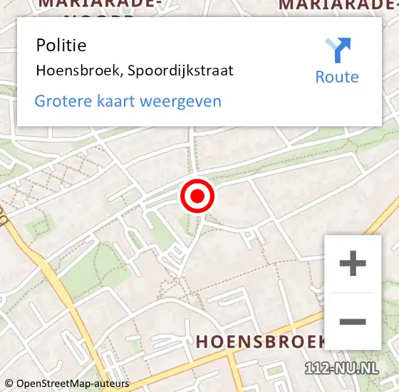 Locatie op kaart van de 112 melding: Politie Hoensbroek, Spoordijkstraat op 26 september 2019 16:00