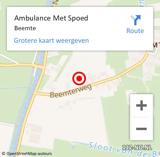 Locatie op kaart van de 112 melding: Ambulance Met Spoed Naar Beemte op 26 september 2019 16:15