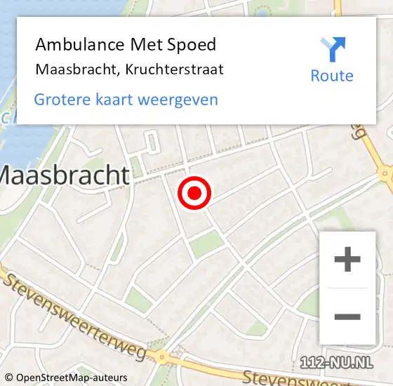 Locatie op kaart van de 112 melding: Ambulance Met Spoed Naar Maasbracht, Kruchterstraat op 26 september 2019 16:50