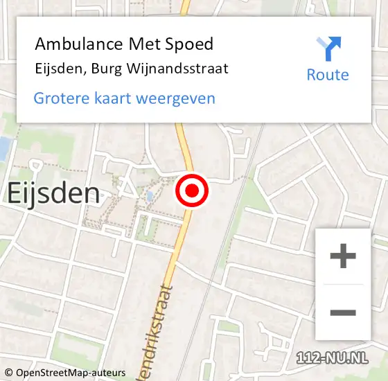 Locatie op kaart van de 112 melding: Ambulance Met Spoed Naar Eijsden, Burg Wijnandsstraat op 14 april 2014 23:13