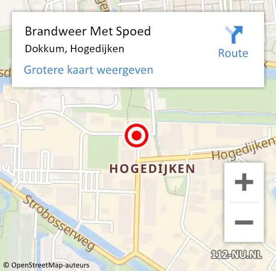 Locatie op kaart van de 112 melding: Brandweer Met Spoed Naar Dokkum, Hogedijken op 26 september 2019 17:47