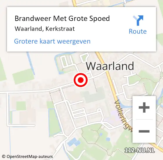 Locatie op kaart van de 112 melding: Brandweer Met Grote Spoed Naar Waarland, Kerkstraat op 26 september 2019 20:08