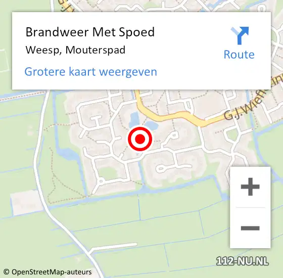 Locatie op kaart van de 112 melding: Brandweer Met Spoed Naar Weesp, Mouterspad op 26 september 2019 20:09