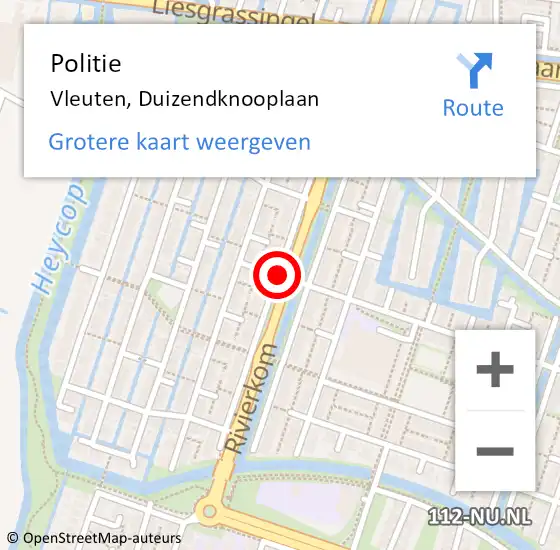 Locatie op kaart van de 112 melding: Politie Vleuten, Duizendknooplaan op 26 september 2019 20:38