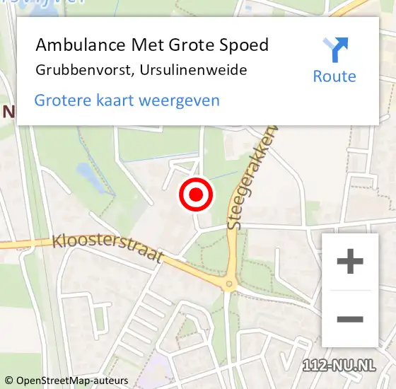 Locatie op kaart van de 112 melding: Ambulance Met Grote Spoed Naar Grubbenvorst, Ursulinenweide op 26 september 2019 20:52