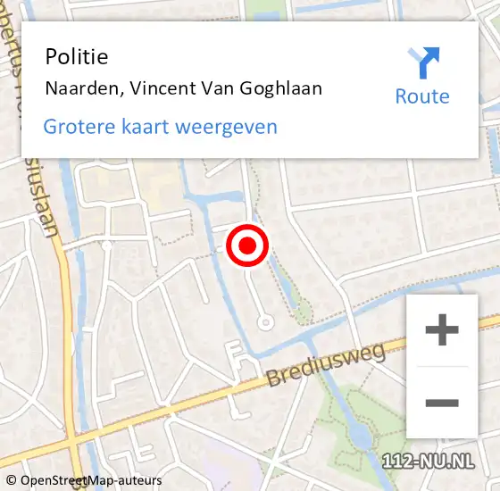 Locatie op kaart van de 112 melding: Politie Naarden, Vincent Van Goghlaan op 26 september 2019 21:03