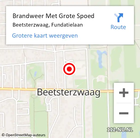 Locatie op kaart van de 112 melding: Brandweer Met Grote Spoed Naar Beetsterzwaag, Fundatielaan op 26 september 2019 21:25