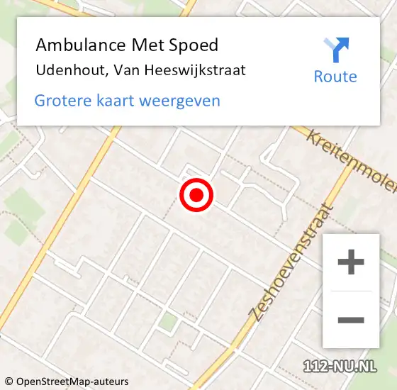 Locatie op kaart van de 112 melding: Ambulance Met Spoed Naar Udenhout, Van Heeswijkstraat op 26 september 2019 22:13