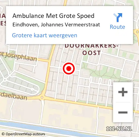 Locatie op kaart van de 112 melding: Ambulance Met Grote Spoed Naar Eindhoven, Johannes Vermeerstraat op 26 september 2019 22:32