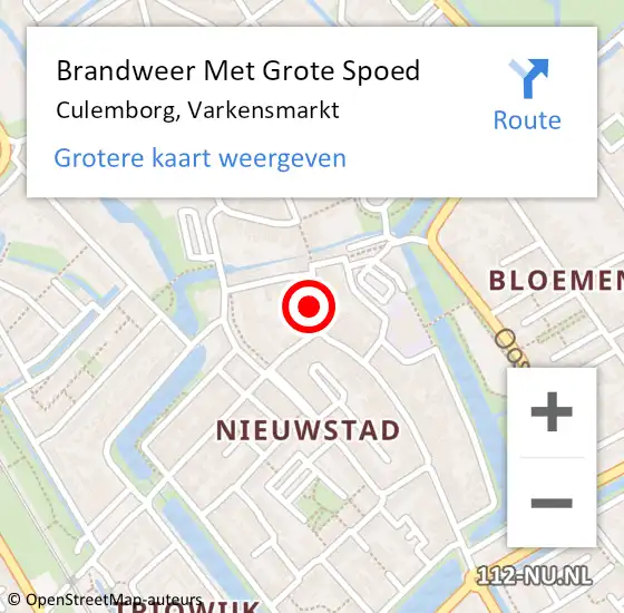 Locatie op kaart van de 112 melding: Brandweer Met Grote Spoed Naar Culemborg, Varkensmarkt op 26 september 2019 23:12