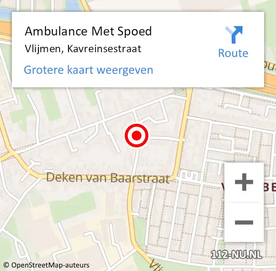 Locatie op kaart van de 112 melding: Ambulance Met Spoed Naar Vlijmen, Kavreinsestraat op 27 september 2019 00:52