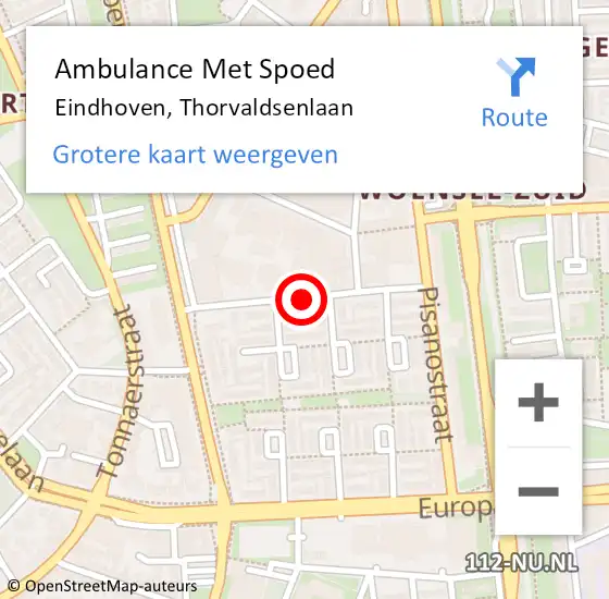 Locatie op kaart van de 112 melding: Ambulance Met Spoed Naar Eindhoven, Thorvaldsenlaan op 27 september 2019 05:14