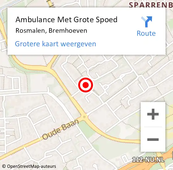 Locatie op kaart van de 112 melding: Ambulance Met Grote Spoed Naar Rosmalen, Bremhoeven op 27 september 2019 05:26