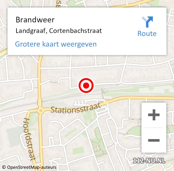 Locatie op kaart van de 112 melding: Brandweer Landgraaf, Cortenbachstraat op 15 april 2014 00:47