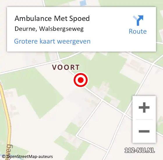 Locatie op kaart van de 112 melding: Ambulance Met Spoed Naar Deurne, Walsbergseweg op 27 september 2019 07:15