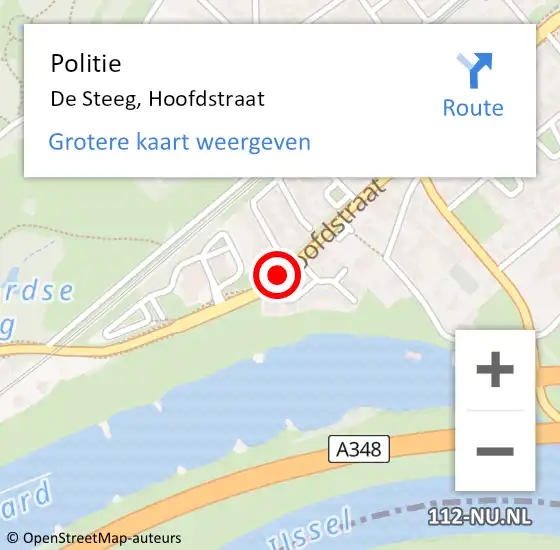 Locatie op kaart van de 112 melding: Politie De Steeg, Hoofdstraat op 27 september 2019 07:33