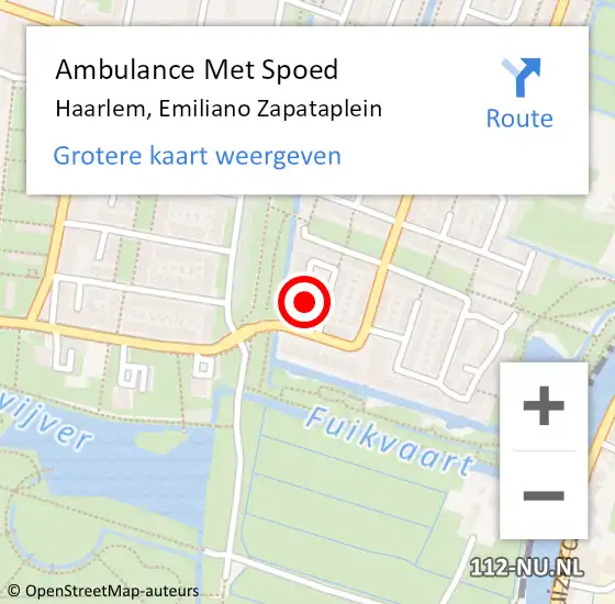 Locatie op kaart van de 112 melding: Ambulance Met Spoed Naar Haarlem, Emiliano Zapataplein op 27 september 2019 07:39