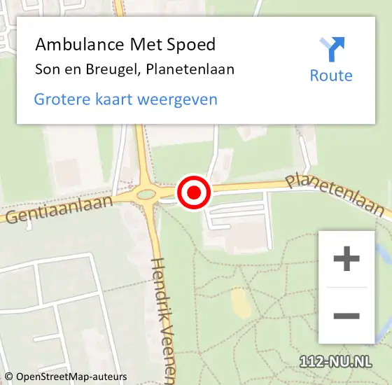 Locatie op kaart van de 112 melding: Ambulance Met Spoed Naar Son en Breugel, Planetenlaan op 27 september 2019 08:16