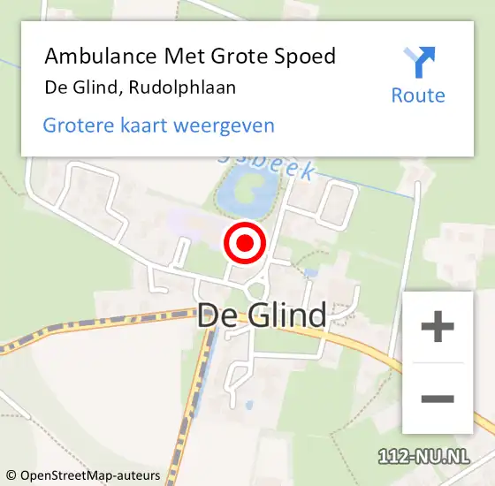Locatie op kaart van de 112 melding: Ambulance Met Grote Spoed Naar De Glind, Rudolphlaan op 27 september 2019 09:25