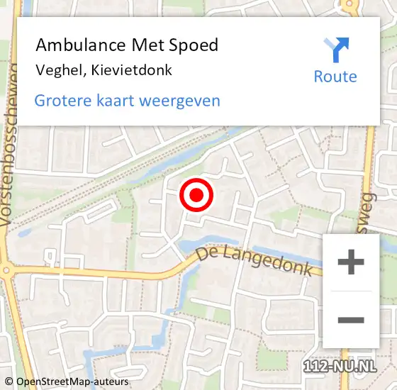 Locatie op kaart van de 112 melding: Ambulance Met Spoed Naar Veghel, Kievietdonk op 27 september 2019 09:38