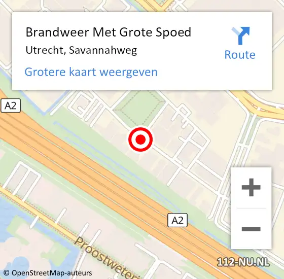 Locatie op kaart van de 112 melding: Brandweer Met Grote Spoed Naar Utrecht, Savannahweg op 27 september 2019 09:47