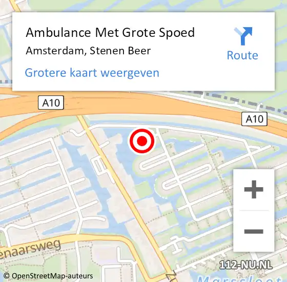 Locatie op kaart van de 112 melding: Ambulance Met Grote Spoed Naar Amsterdam, Stenen Beer op 27 september 2019 10:39