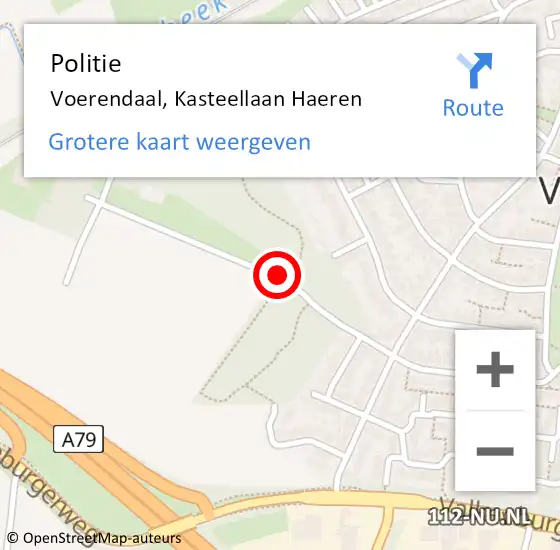 Locatie op kaart van de 112 melding: Politie Voerendaal, Kasteellaan Haeren op 27 september 2019 10:42