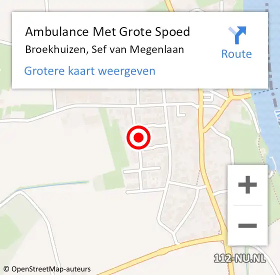 Locatie op kaart van de 112 melding: Ambulance Met Grote Spoed Naar Broekhuizen, Sef van Megenlaan op 15 april 2014 03:08