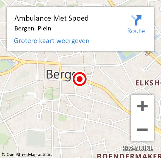 Locatie op kaart van de 112 melding: Ambulance Met Spoed Naar Bergen, Plein op 27 september 2019 12:59