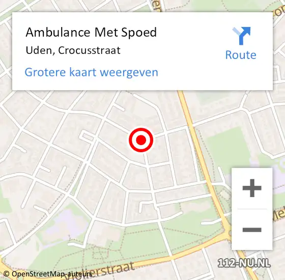 Locatie op kaart van de 112 melding: Ambulance Met Spoed Naar Uden, Crocusstraat op 27 september 2019 13:06