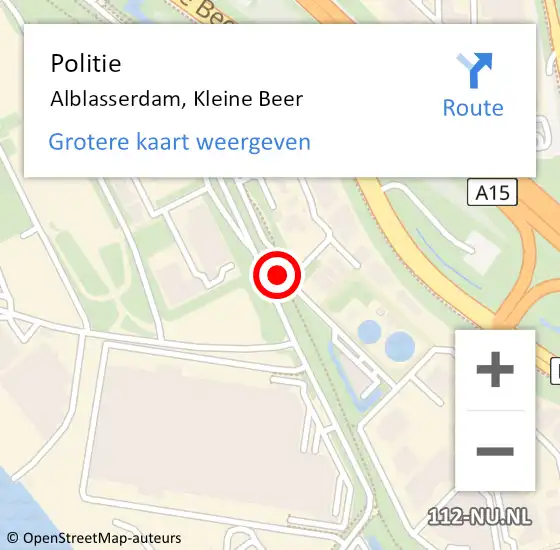 Locatie op kaart van de 112 melding: Politie Alblasserdam, Kleine Beer op 27 september 2019 13:19