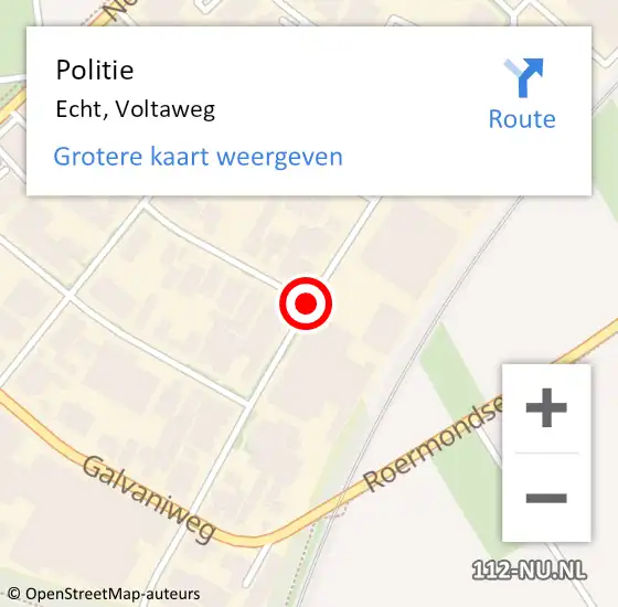 Locatie op kaart van de 112 melding: Politie Echt, Voltaweg op 27 september 2019 14:45