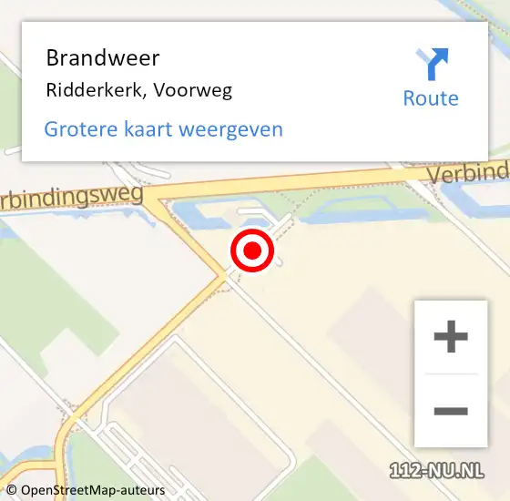 Locatie op kaart van de 112 melding: Brandweer Ridderkerk, Voorweg op 27 september 2019 15:07