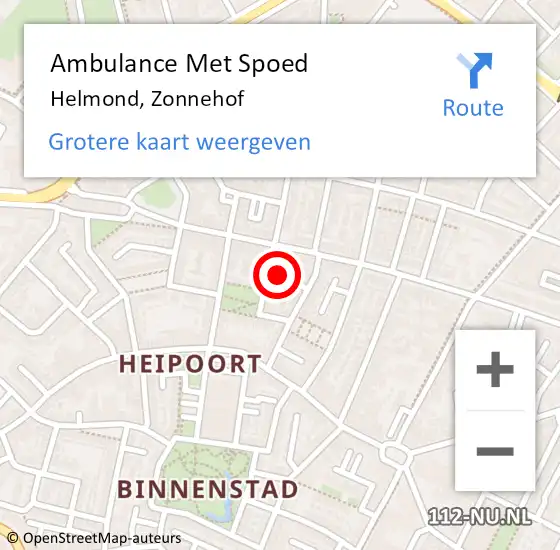 Locatie op kaart van de 112 melding: Ambulance Met Spoed Naar Helmond, Zonnehof op 27 september 2019 15:40