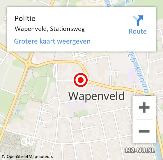 Locatie op kaart van de 112 melding: Politie Wapenveld, Stationsweg op 27 september 2019 15:53