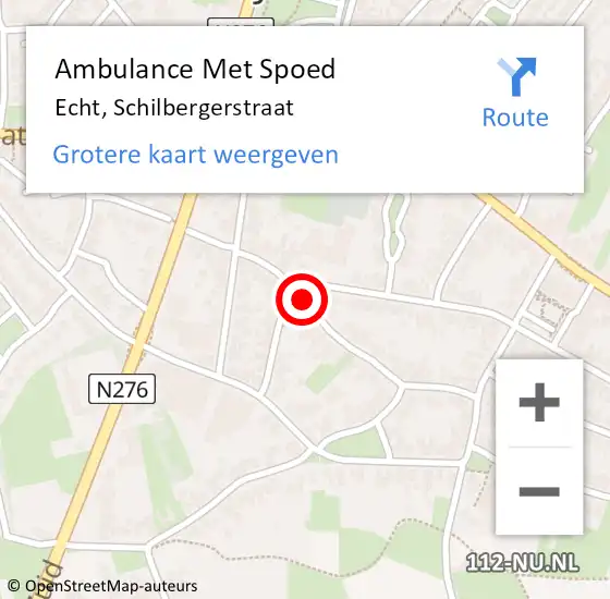 Locatie op kaart van de 112 melding: Ambulance Met Spoed Naar Echt, Schilbergerstraat op 27 september 2019 16:54